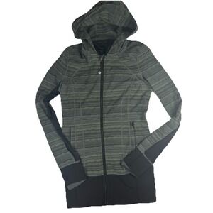 Lululemon Daily Practice Jacket Full‎ Zip Hoodie Space Dye Slate  Green Size 4
